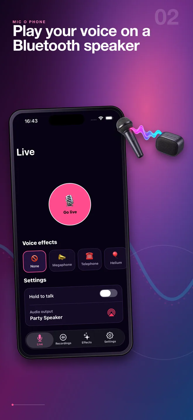 Mic O Phone Bluetooth speaker connection in English