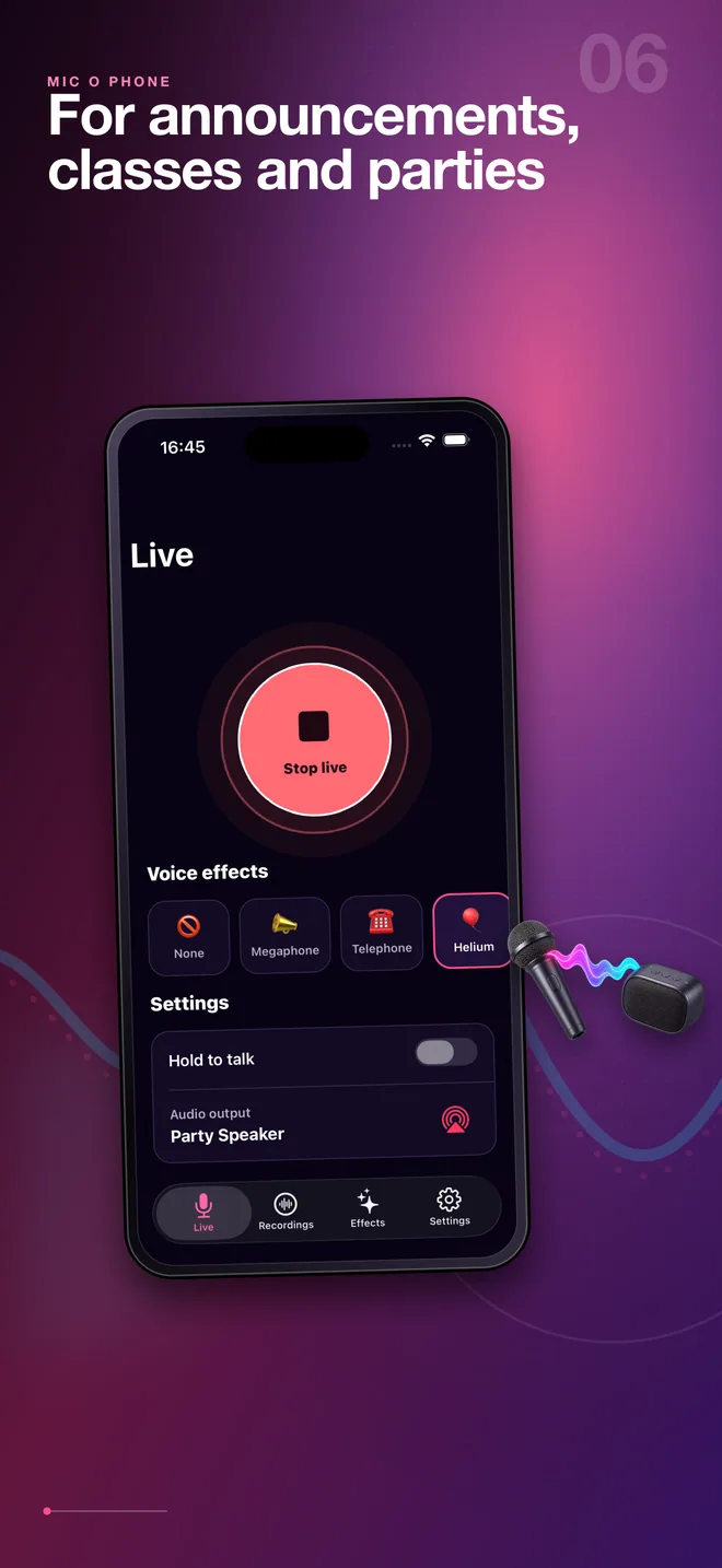 Mic O Phone live microphone use cases in English