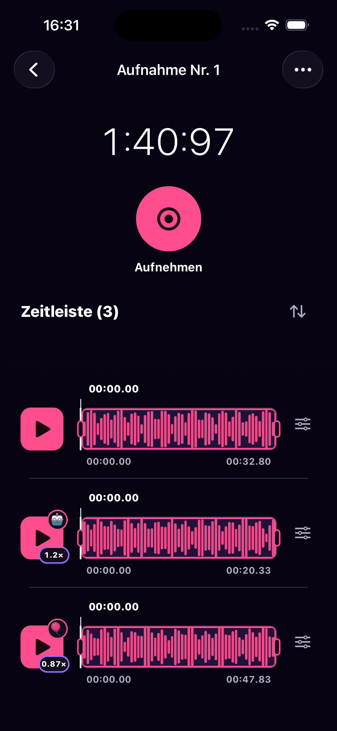 Deutscher Mehrspur-Audioeditor von Mic O Phone