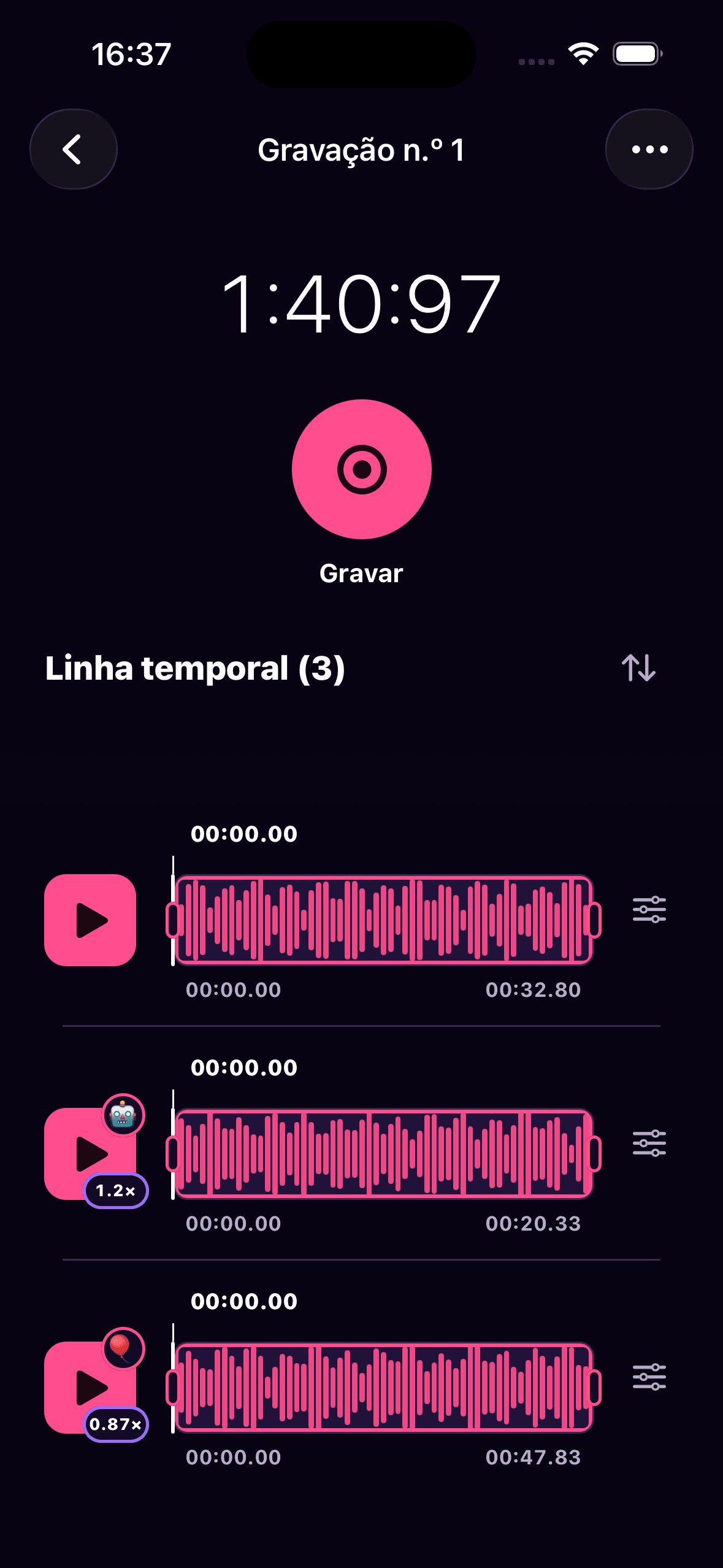Editor em português de gravações áudio multipista do Mic O Phone