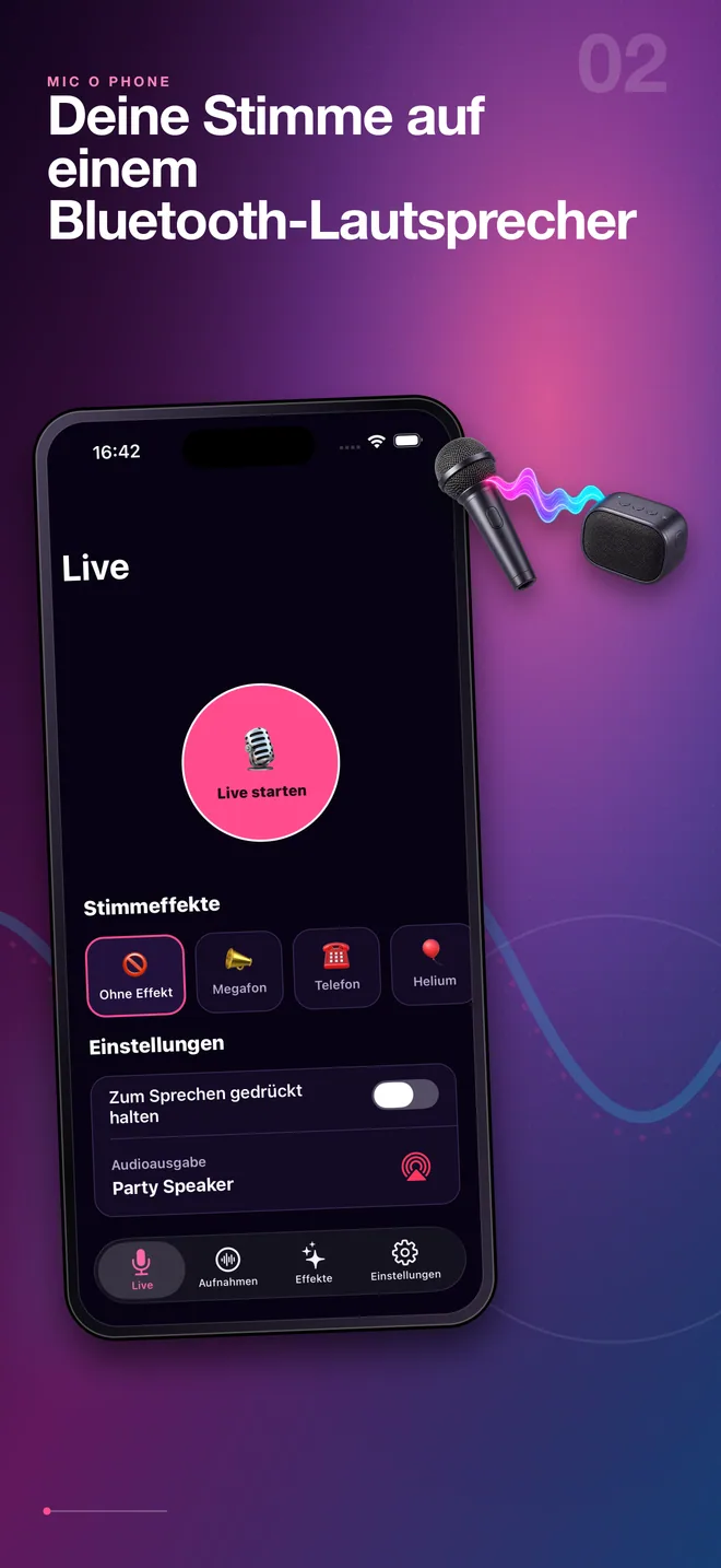 Deutsche Bluetooth-Lautsprecherverbindung von Mic O Phone