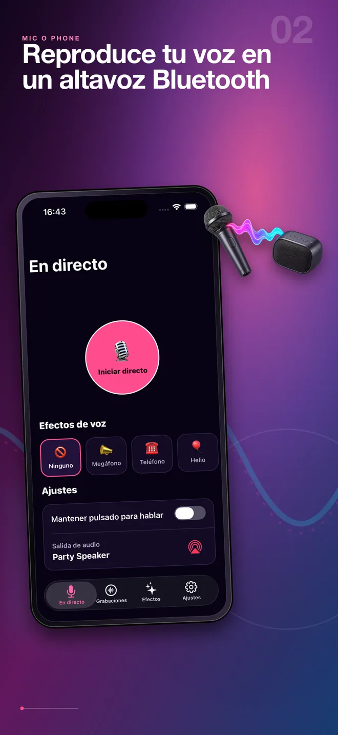 Conexión en español de Mic O Phone a un altavoz Bluetooth