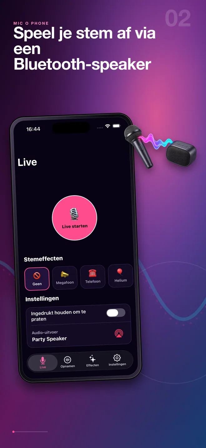 Nederlandse Bluetooth-speakerverbinding van Mic O Phone