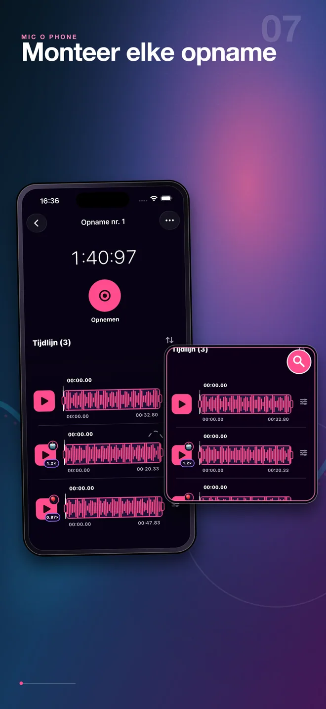 Nederlandse multi-clip audio-editor van Mic O Phone